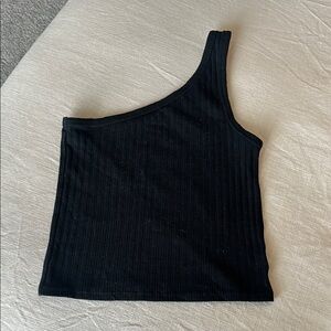 American Eagle Outfitters Black Asymmetrical Ribbed Tank